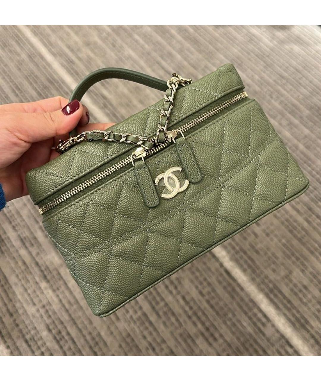 CHANEL Хаки кожаная сумка через плечо, фото 2