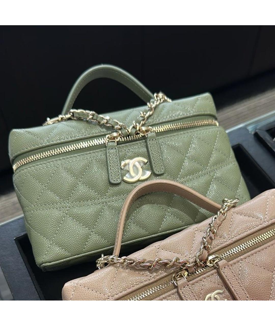 CHANEL Хаки кожаная сумка через плечо, фото 3