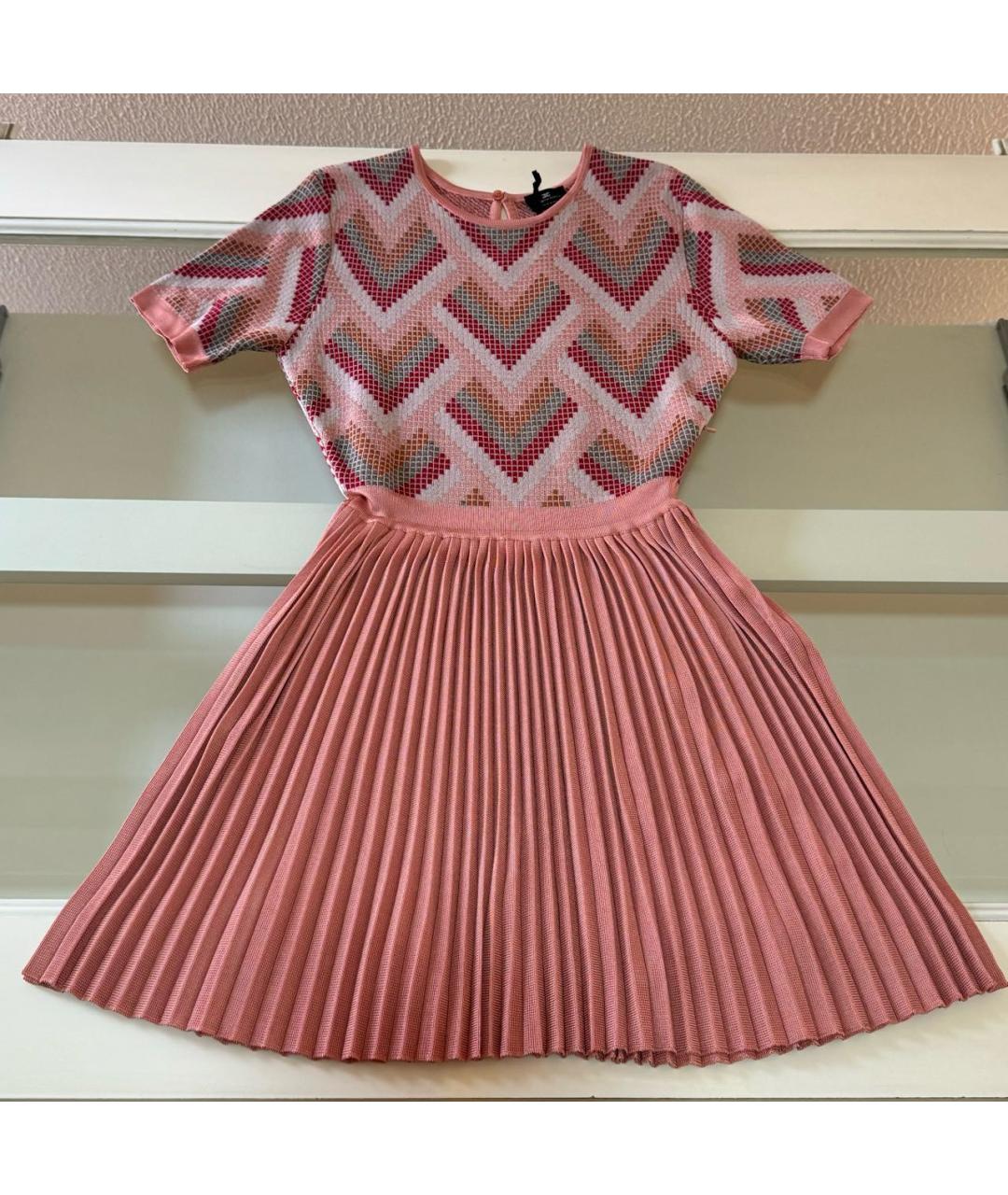 ELISABETTA FRANCHI Коралловое вискозное коктейльное платье, фото 5