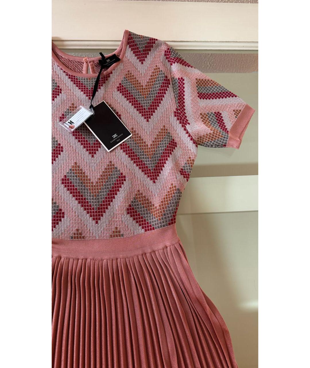 ELISABETTA FRANCHI Коралловое вискозное коктейльное платье, фото 6