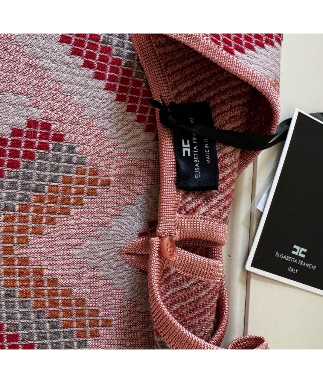 ELISABETTA FRANCHI Коралловое вискозное коктейльное платье, фото 8