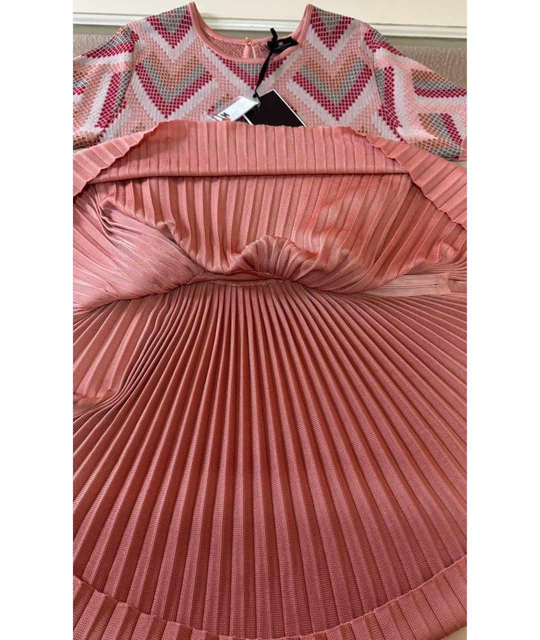 ELISABETTA FRANCHI Коралловое вискозное коктейльное платье, фото 7