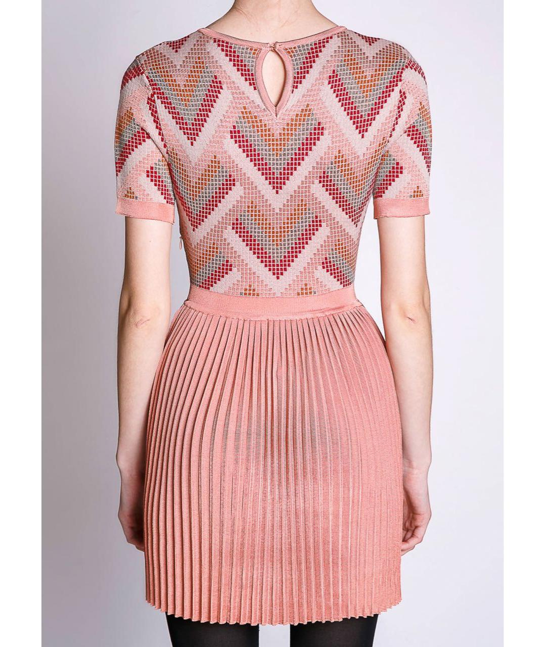 ELISABETTA FRANCHI Коралловое вискозное коктейльное платье, фото 4