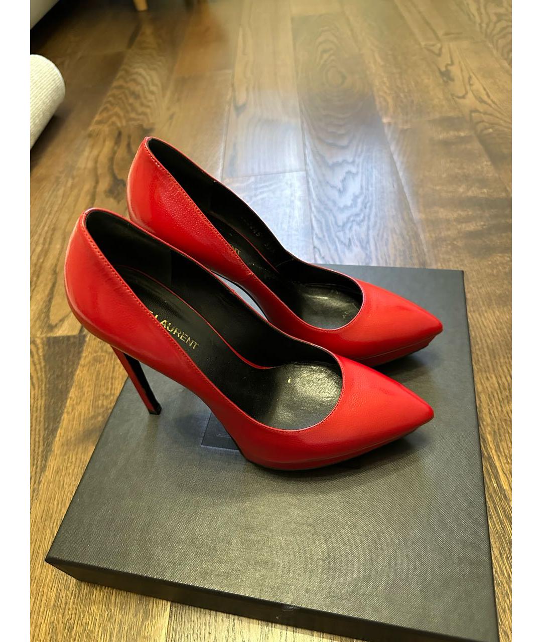 SAINT LAURENT Красные кожаные туфли, фото 5