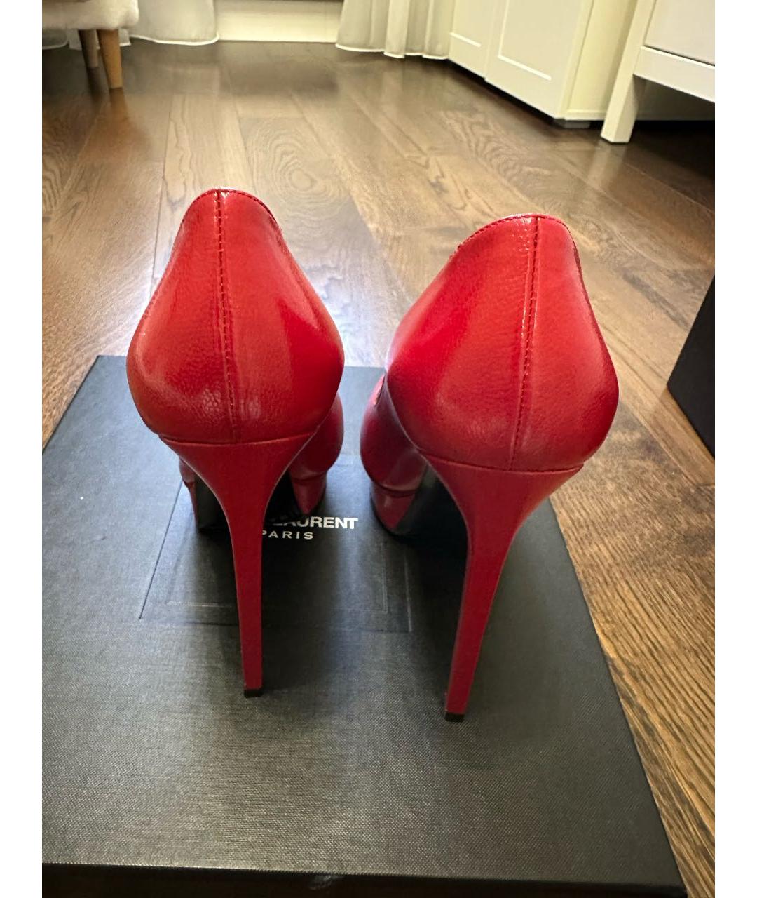 SAINT LAURENT Красные кожаные туфли, фото 4