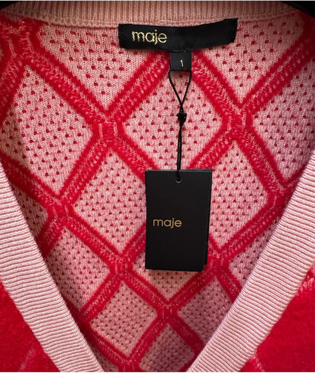 MAJE Красный вискозный кардиган, фото 7
