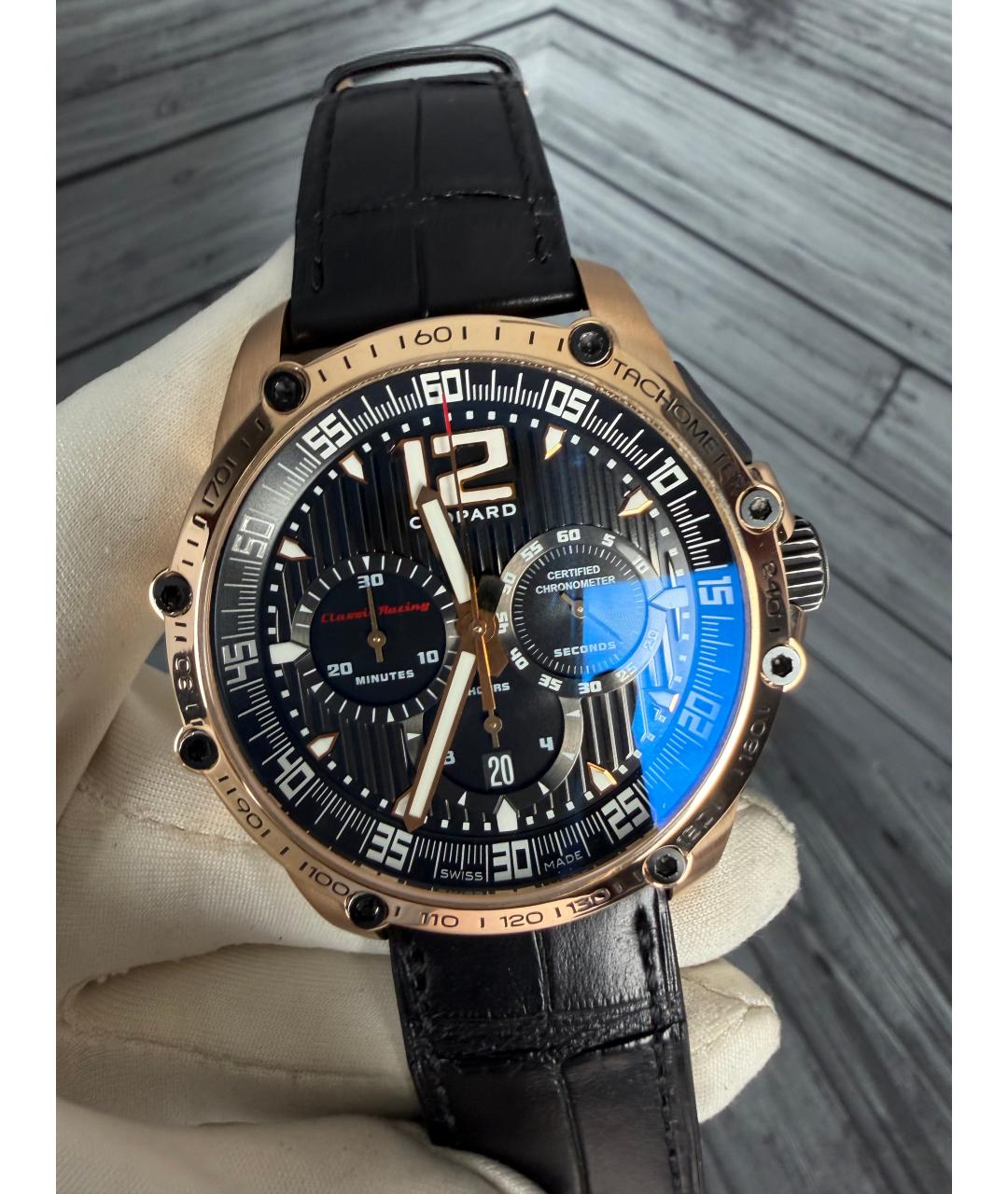 CHOPARD Черные часы из розового золота, фото 3