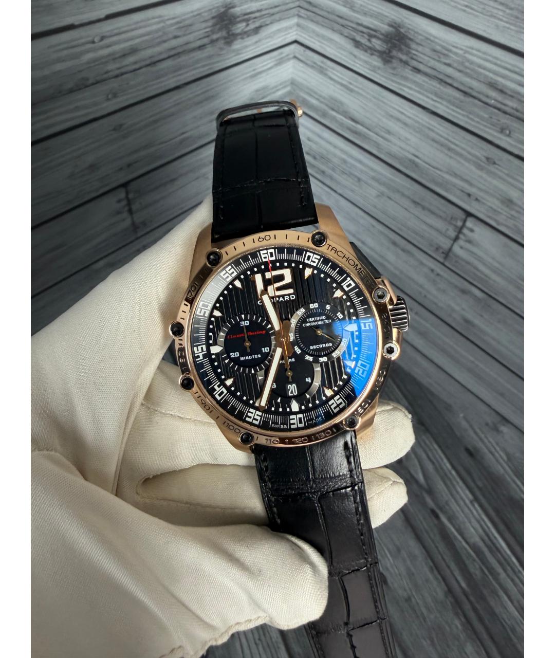 CHOPARD Черные часы из розового золота, фото 2