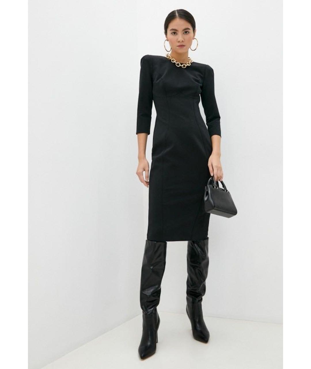 ELISABETTA FRANCHI Черное полиэстеровое вечернее платье, фото 2