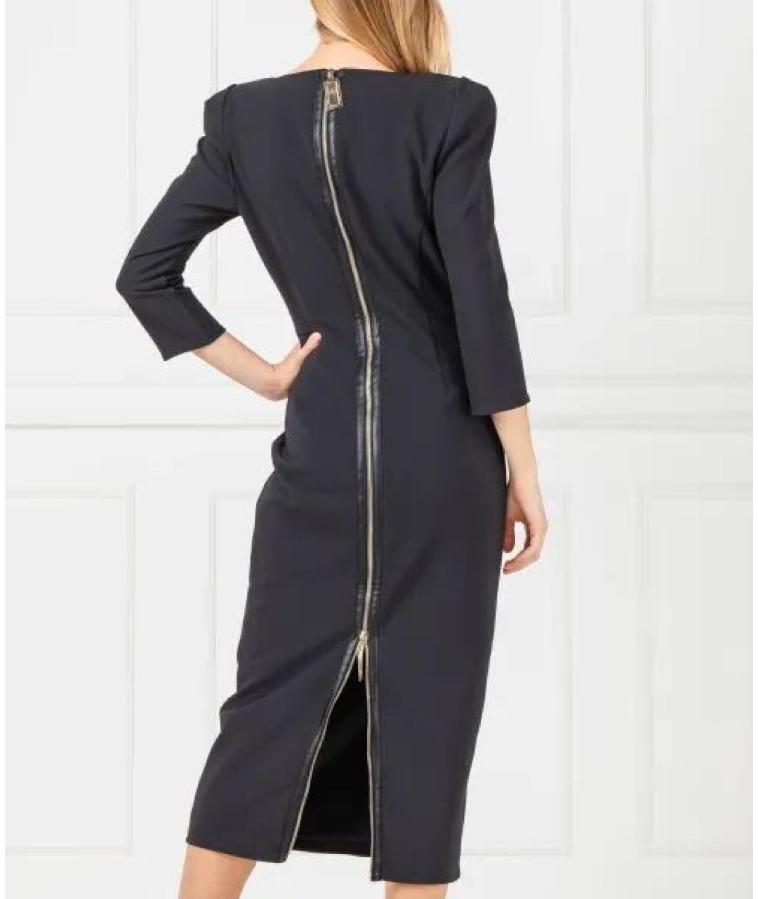 ELISABETTA FRANCHI Черное полиэстеровое вечернее платье, фото 4