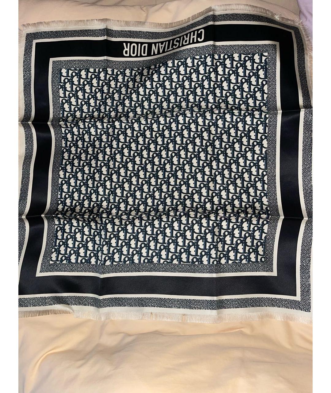 CHRISTIAN DIOR Синий шелковый платок, фото 3