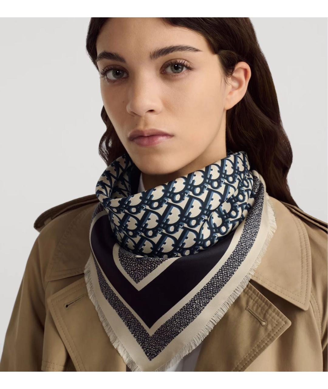 CHRISTIAN DIOR Синий шелковый платок, фото 7