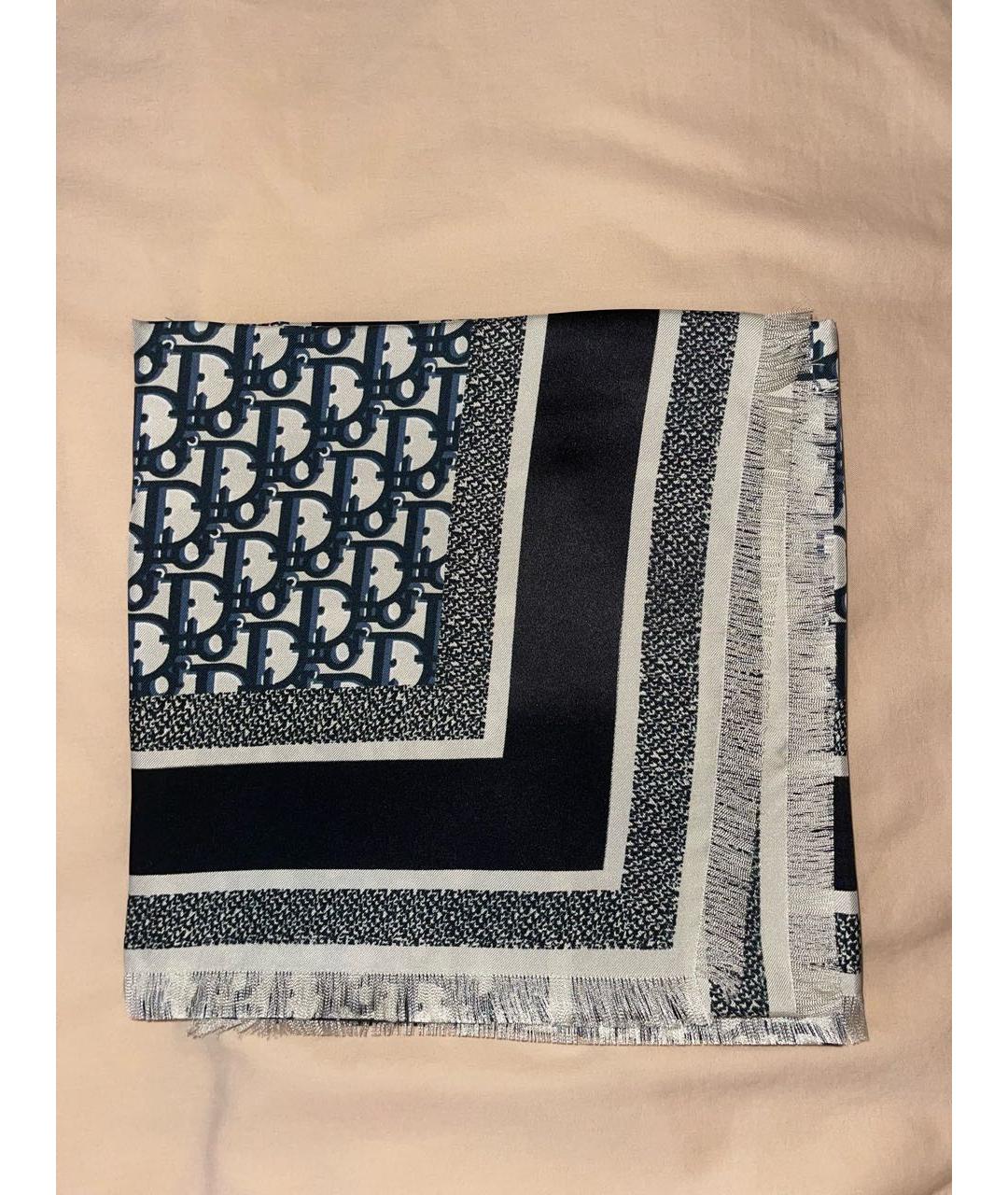 CHRISTIAN DIOR Синий шелковый платок, фото 4