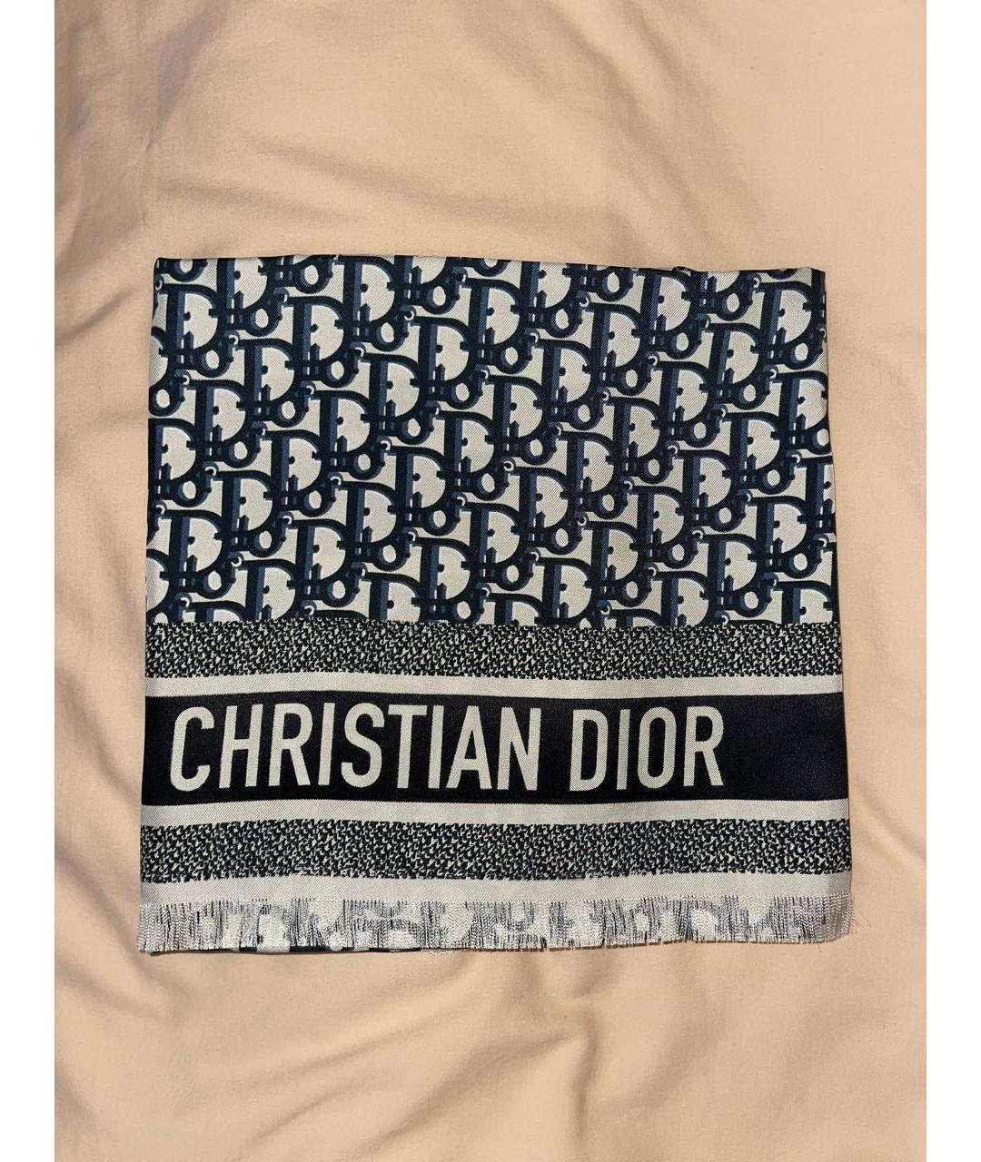 CHRISTIAN DIOR Синий шелковый платок, фото 8