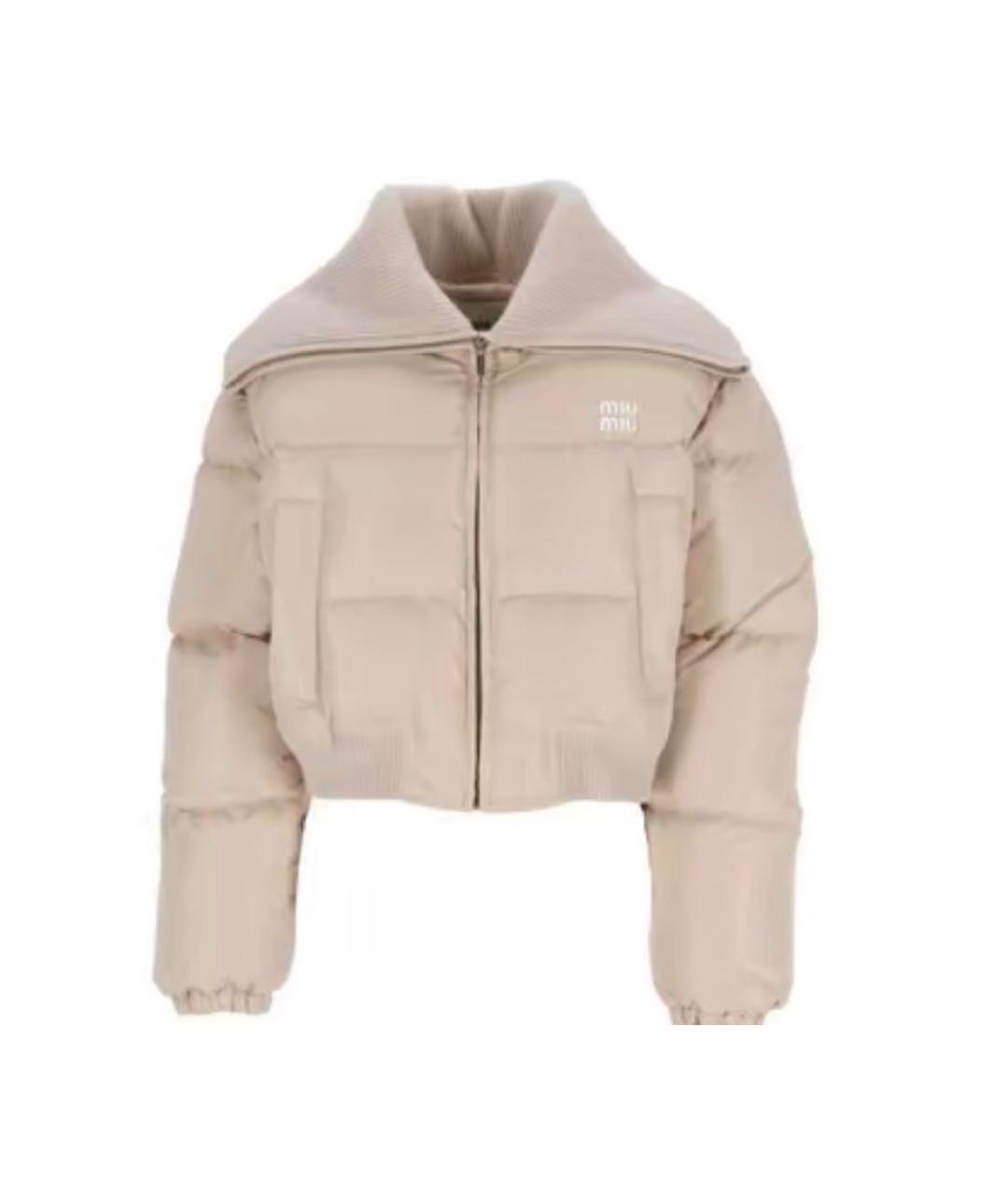 MIU MIU Бежевый полиэстеровый пуховик, фото 1