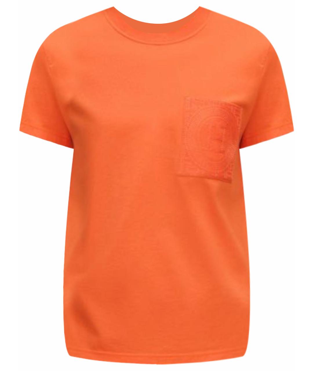 HERMES Оранжевая хлопковая футболка, фото 1