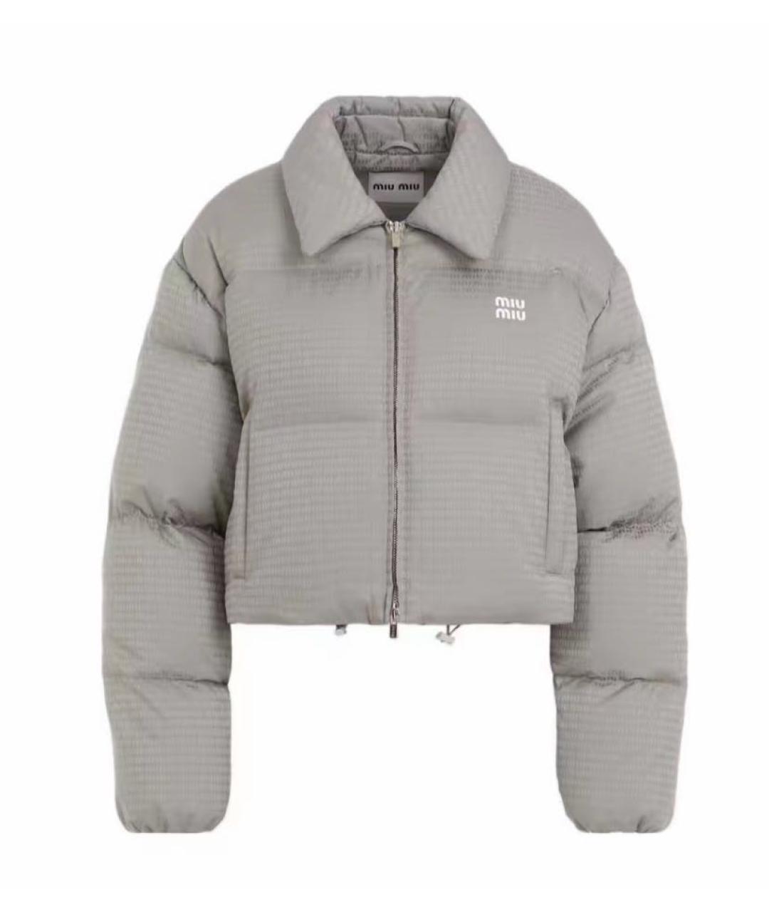 MIU MIU Серый полиэстеровый пуховик, фото 2