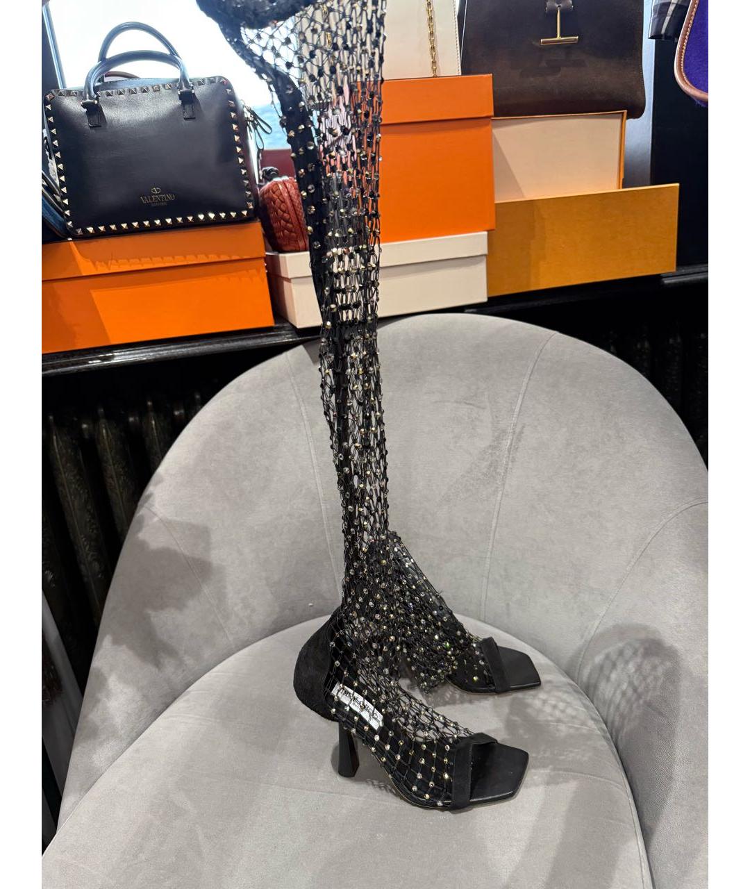 JIMMY CHOO Черные кожаные ботфорты, фото 6