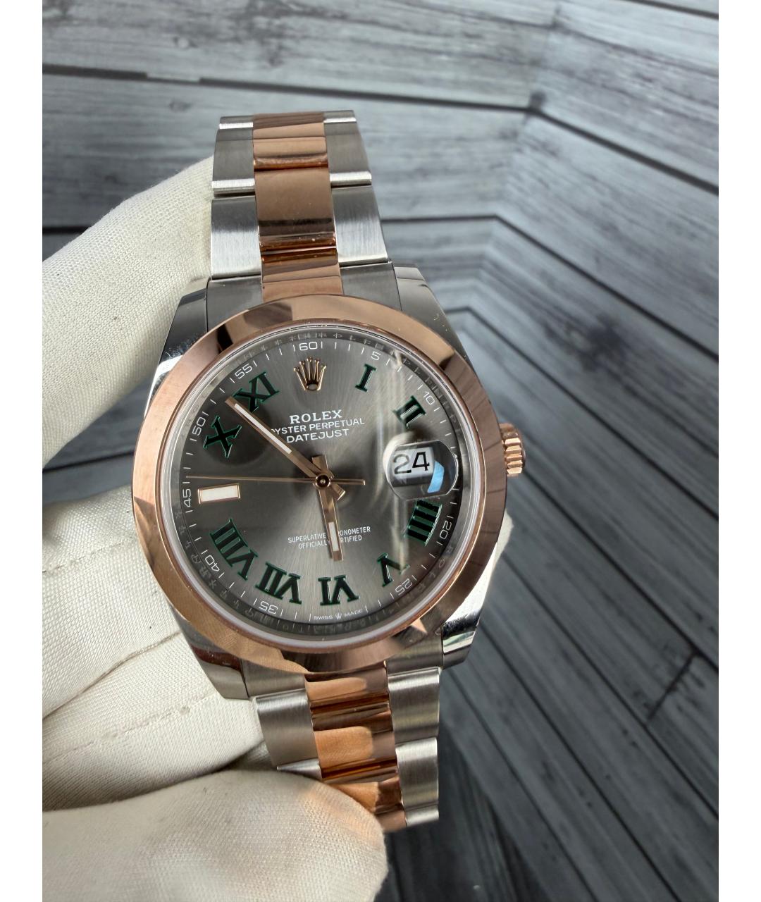 ROLEX Серые часы из розового золота, фото 3