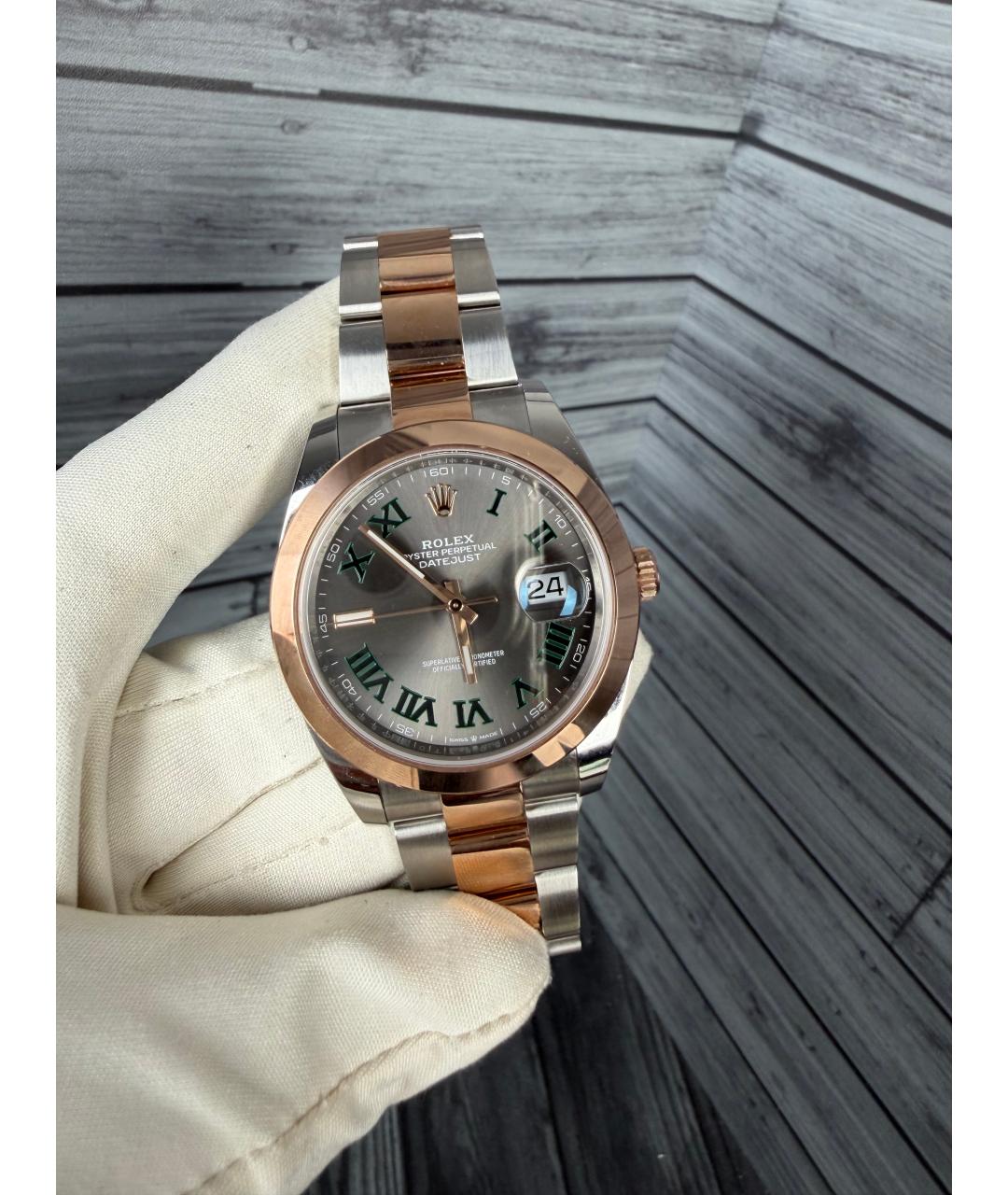 ROLEX Серые часы из розового золота, фото 2