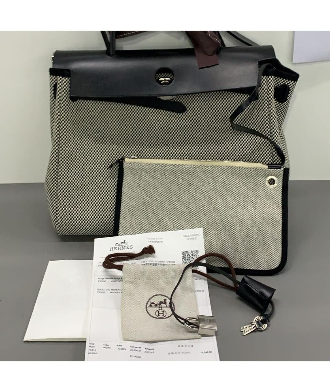 HERMES Черная тканевая сумка через плечо, фото 4