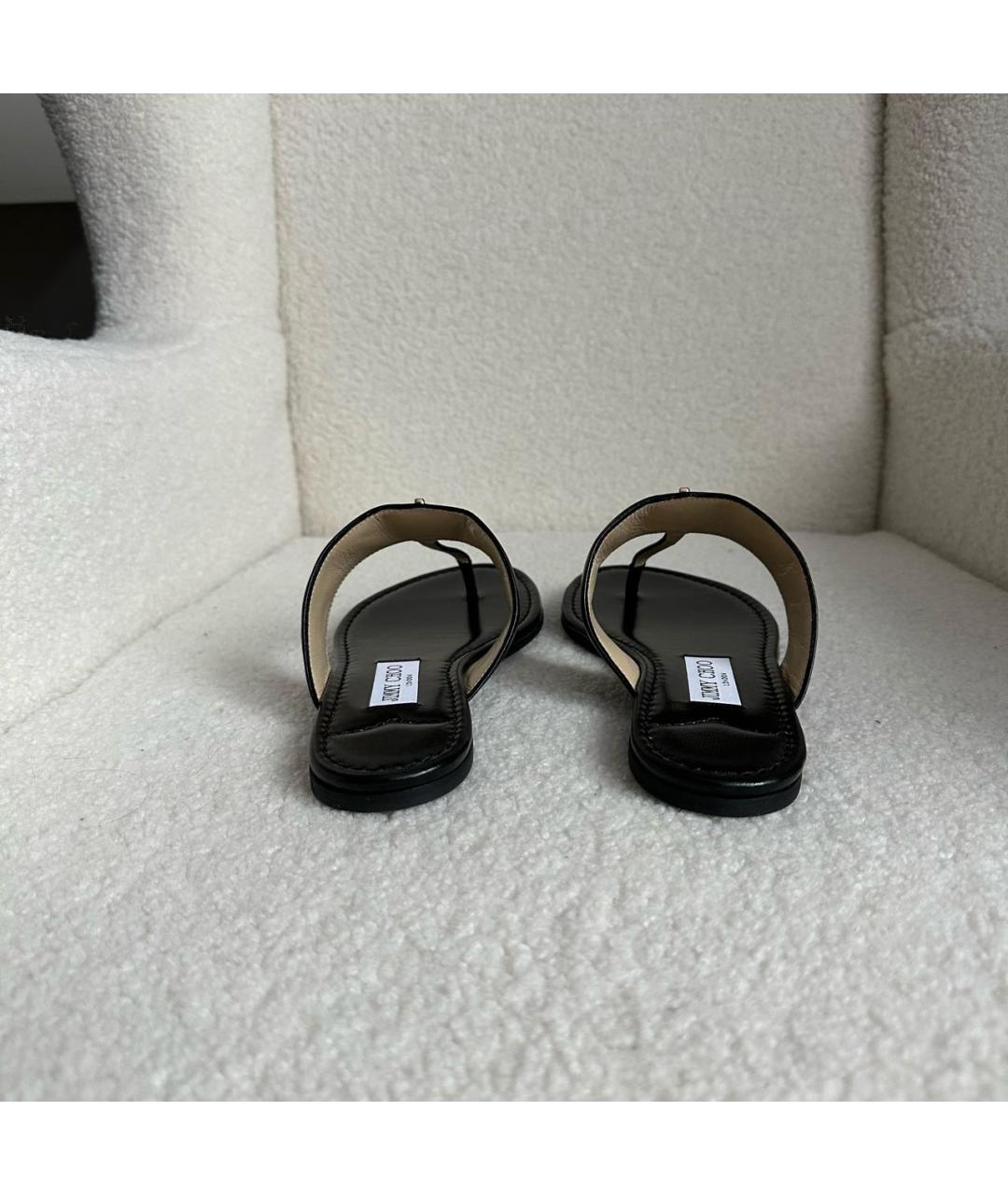 JIMMY CHOO Черные кожаные шлепанцы, фото 4