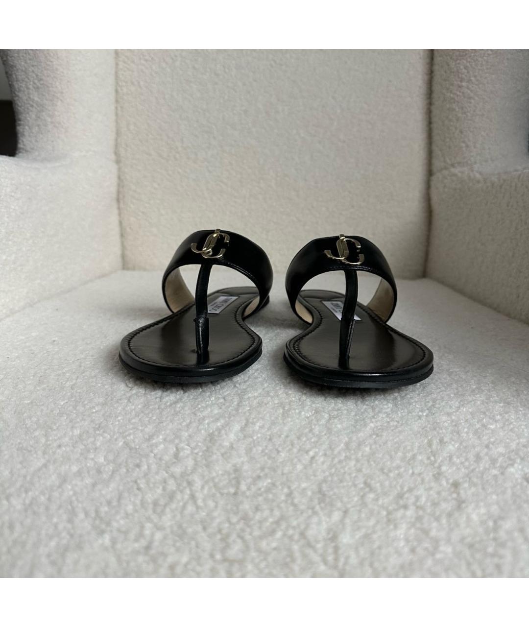 JIMMY CHOO Черные кожаные шлепанцы, фото 7