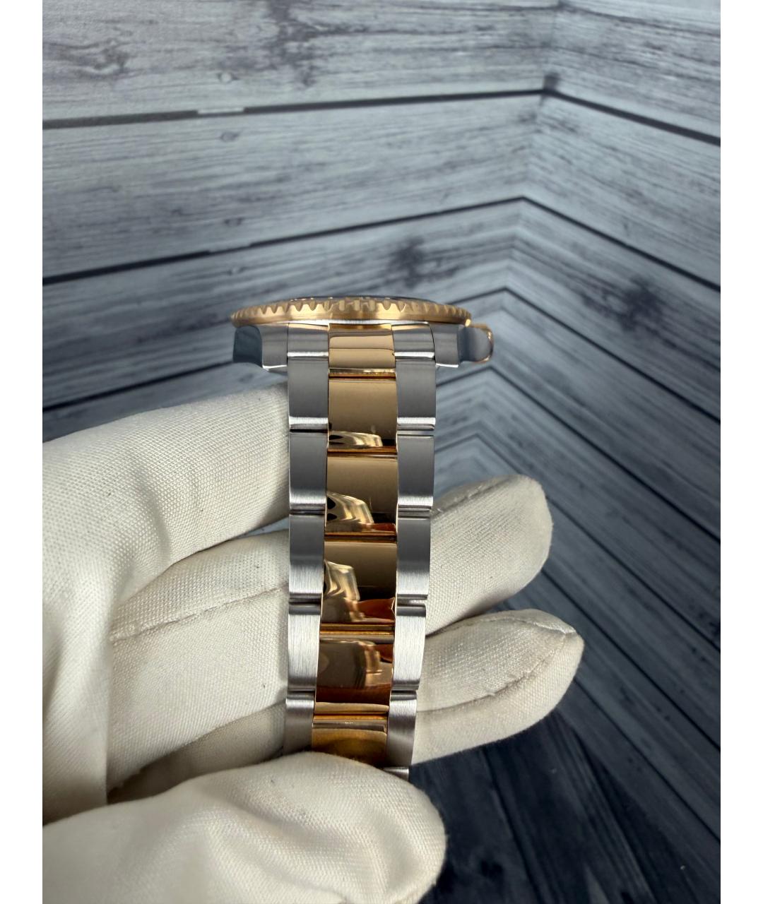 ROLEX Черные часы из желтого золота, фото 6