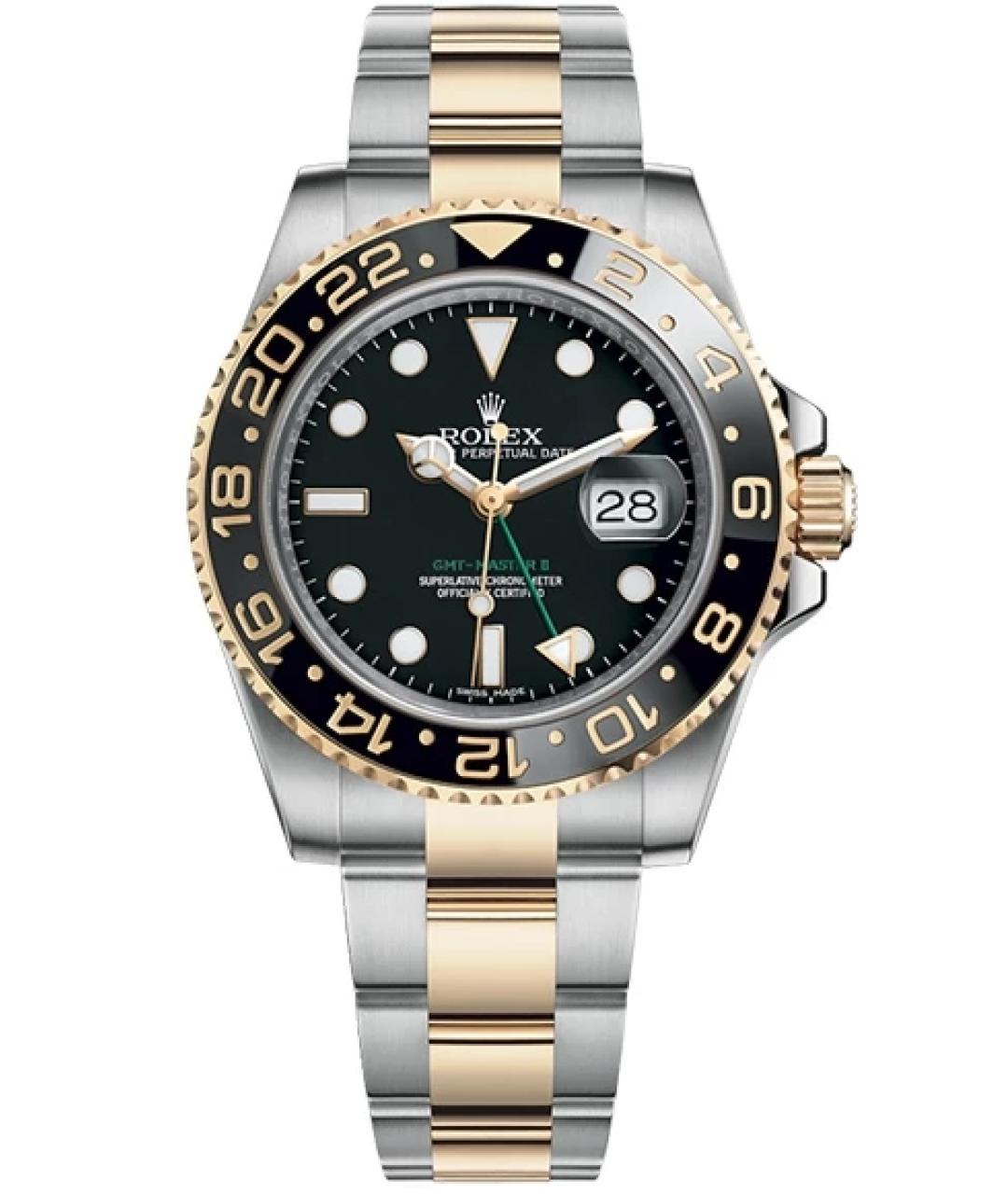 ROLEX Черные часы из желтого золота, фото 1