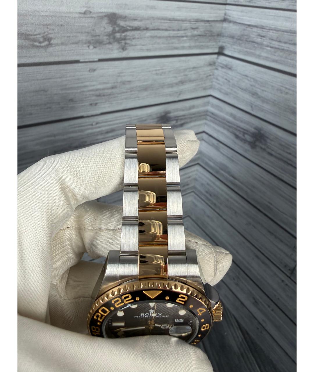 ROLEX Черные часы из желтого золота, фото 7