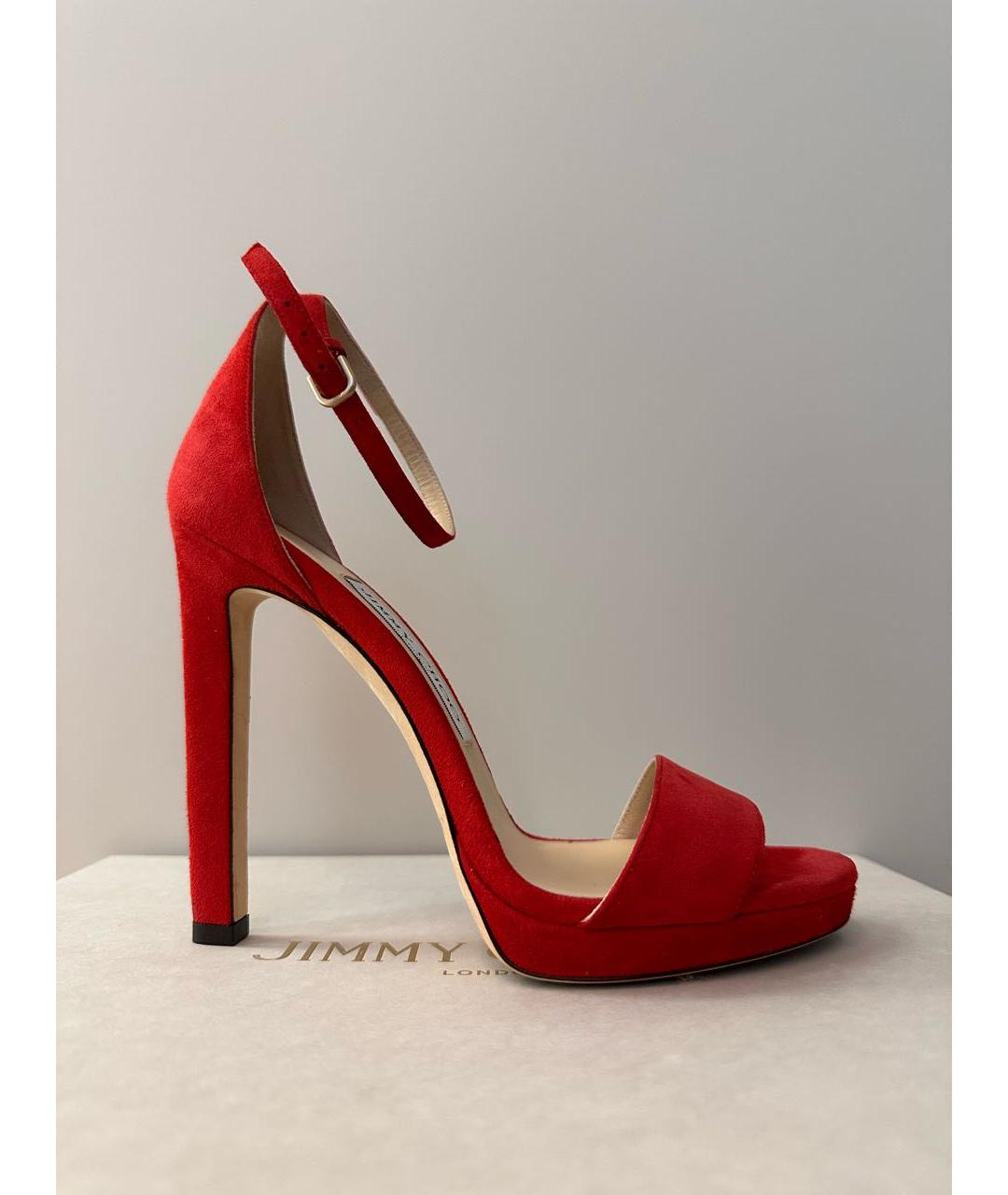 JIMMY CHOO Красные замшевые босоножки, фото 8