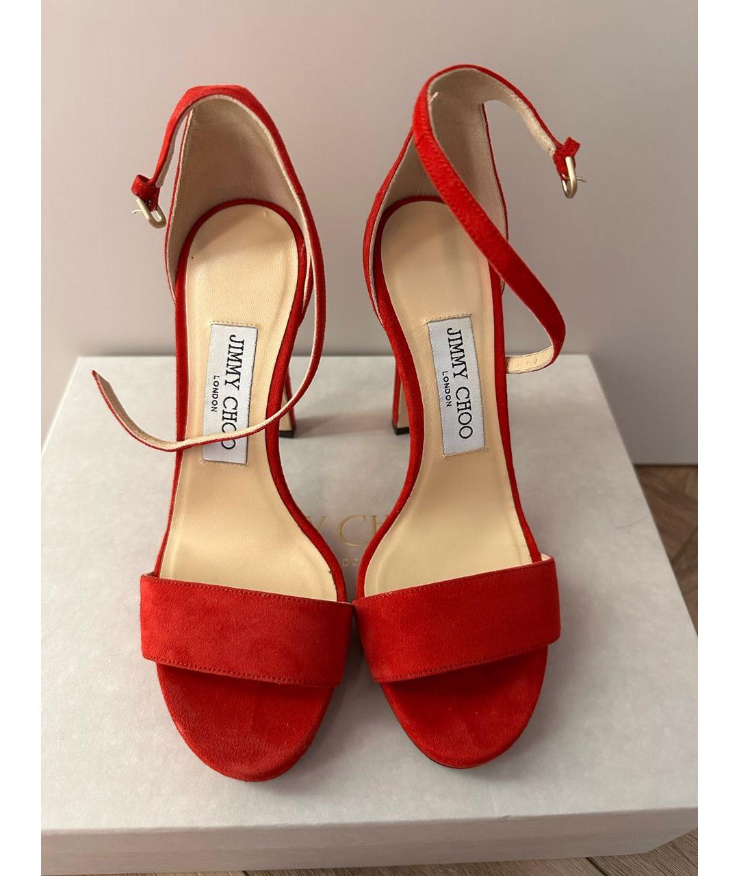 JIMMY CHOO Красные замшевые босоножки, фото 2