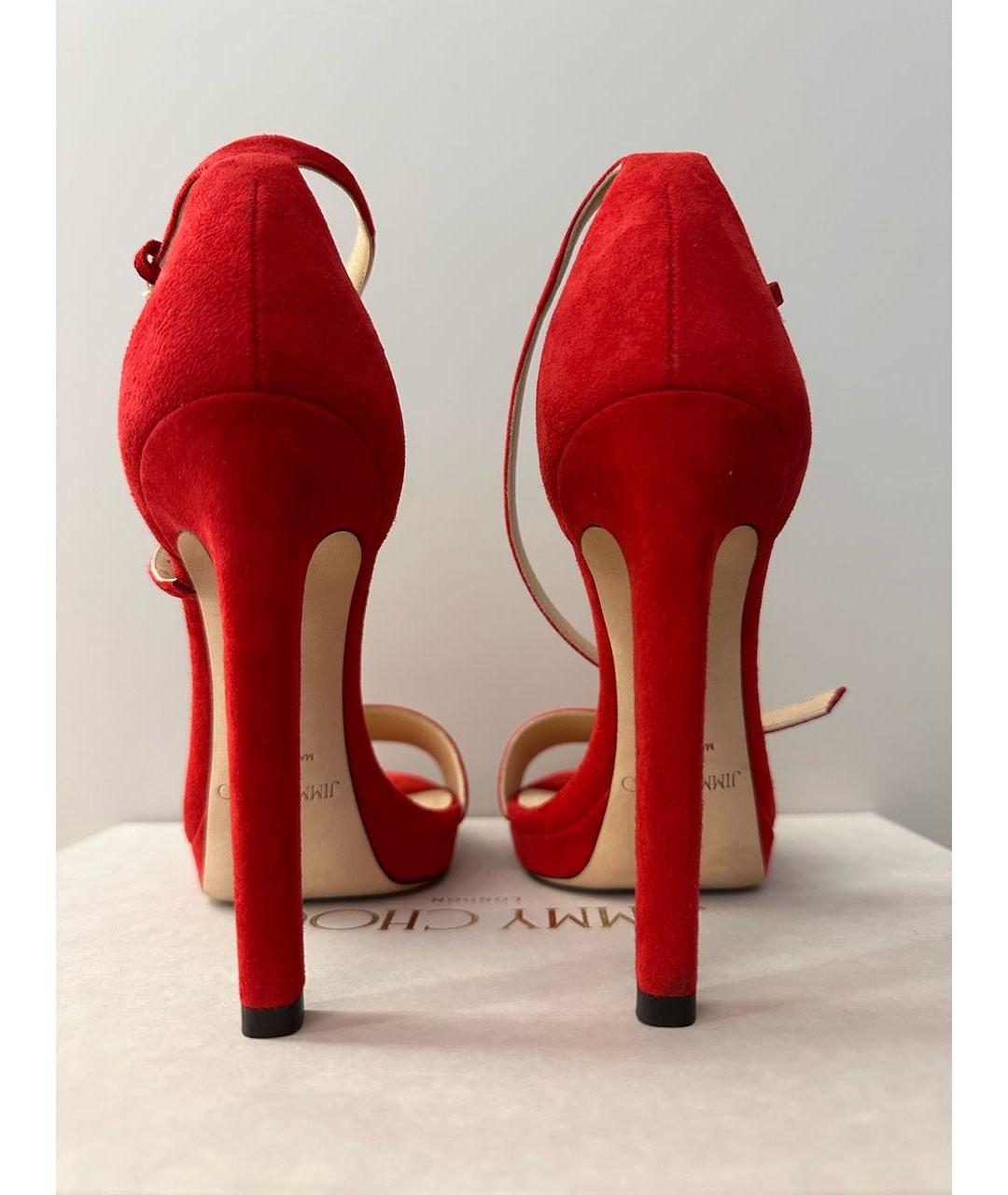 JIMMY CHOO Красные замшевые босоножки, фото 4