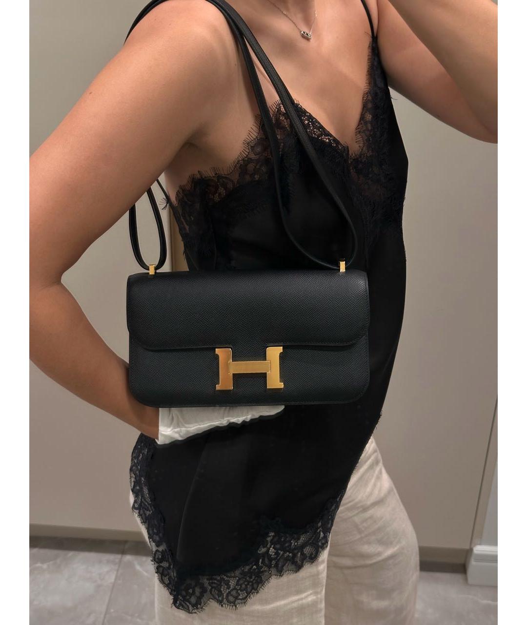 HERMES Черная кожаная сумка через плечо, фото 4