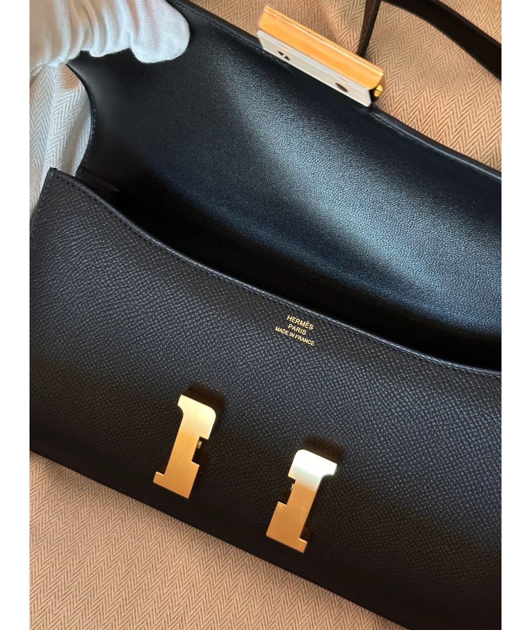 HERMES Черная кожаная сумка через плечо, фото 3