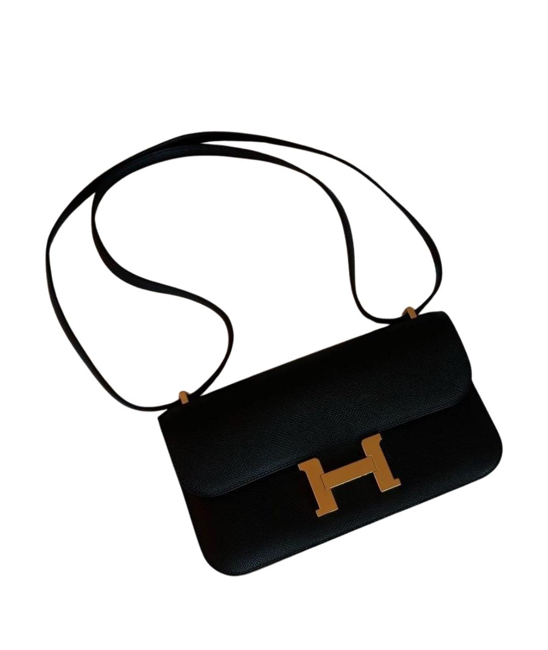 HERMES Черная кожаная сумка через плечо, фото 1