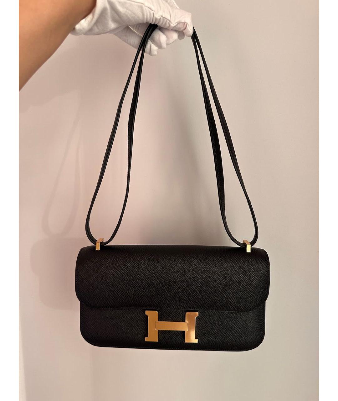 HERMES Черная кожаная сумка через плечо, фото 2