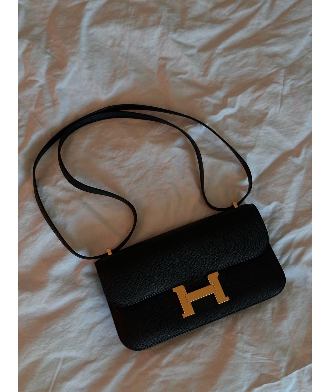 HERMES Черная кожаная сумка через плечо, фото 5