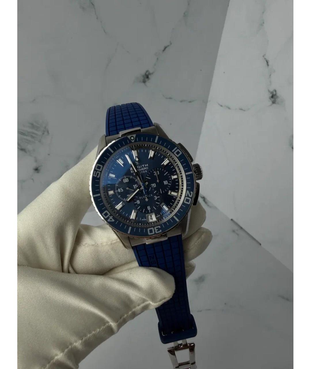 ZENITH Синие металлические часы, фото 2