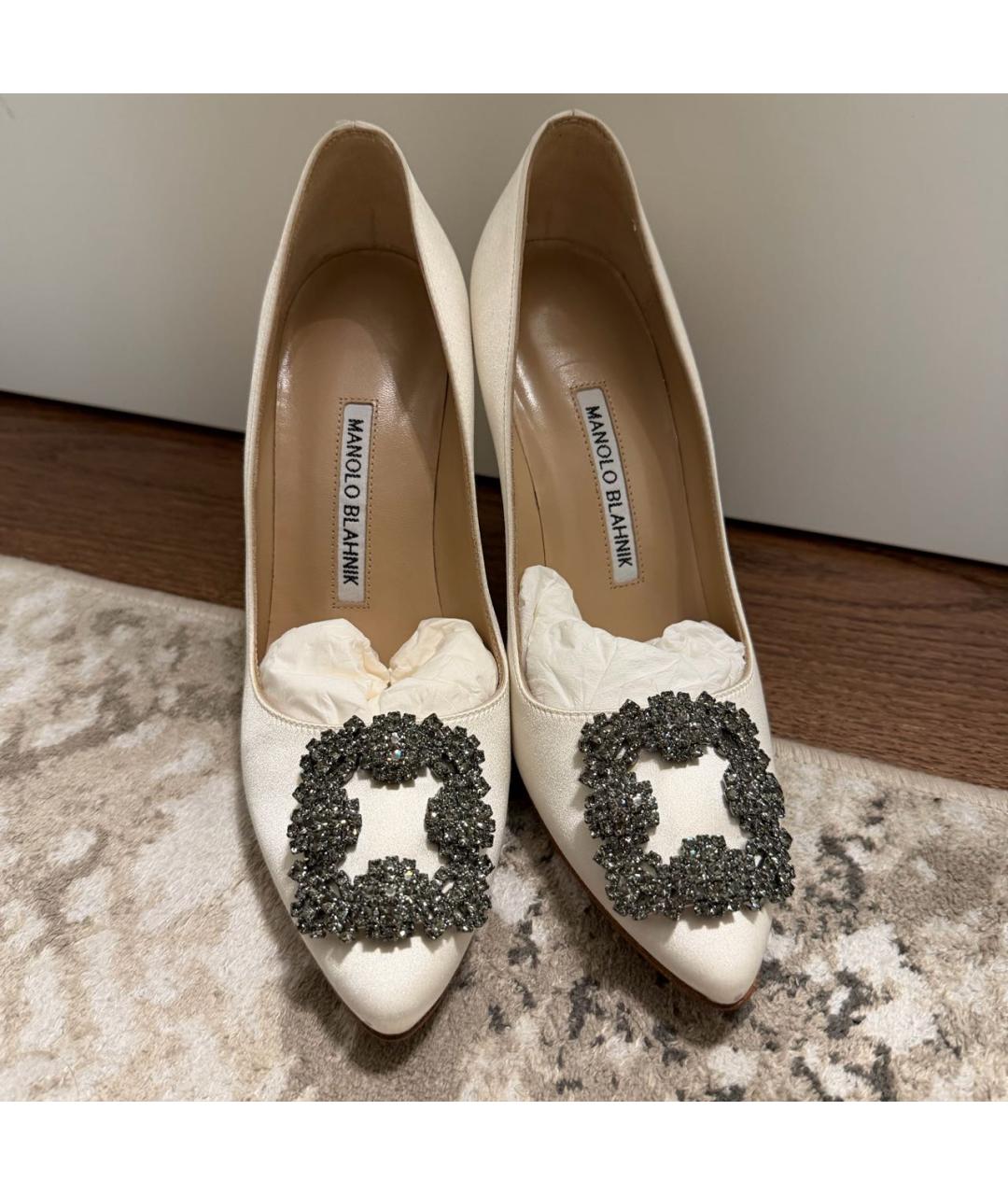 MANOLO BLAHNIK Белые текстильные туфли, фото 2