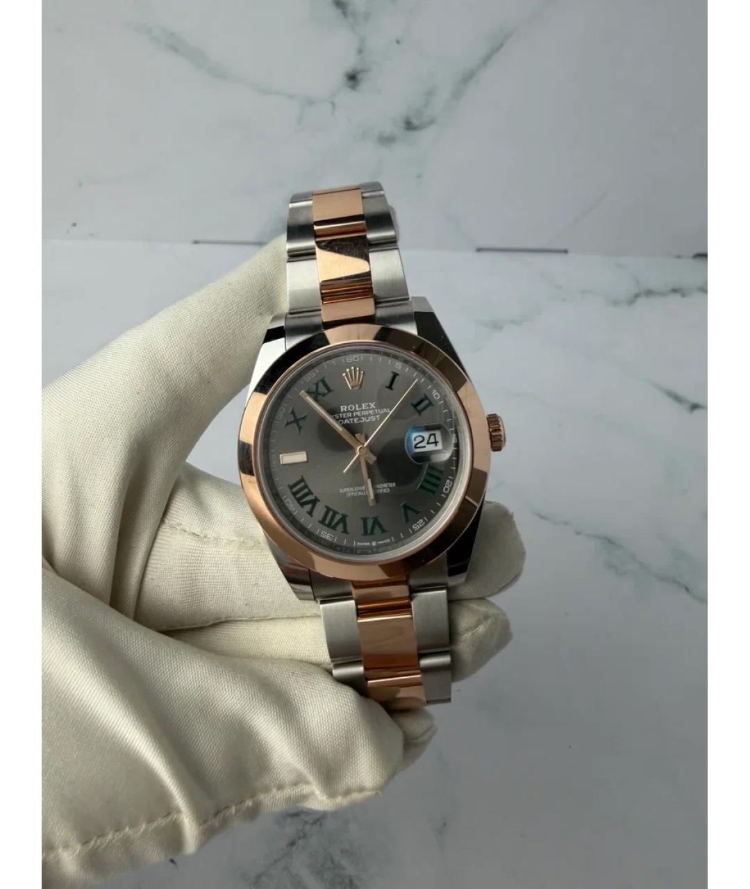 ROLEX Серые часы из розового золота, фото 2