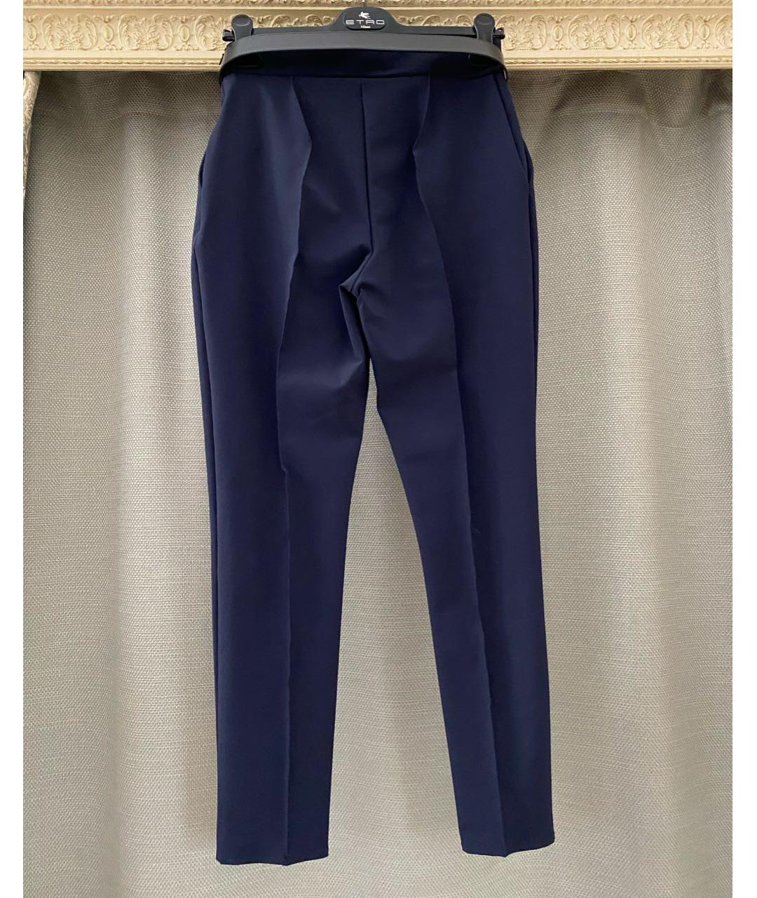 ELISABETTA FRANCHI Темно-синие полиэстеровые брюки узкие, фото 2