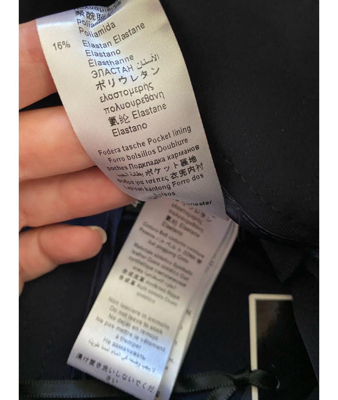 ELISABETTA FRANCHI Темно-синие полиэстеровые брюки узкие, фото 4