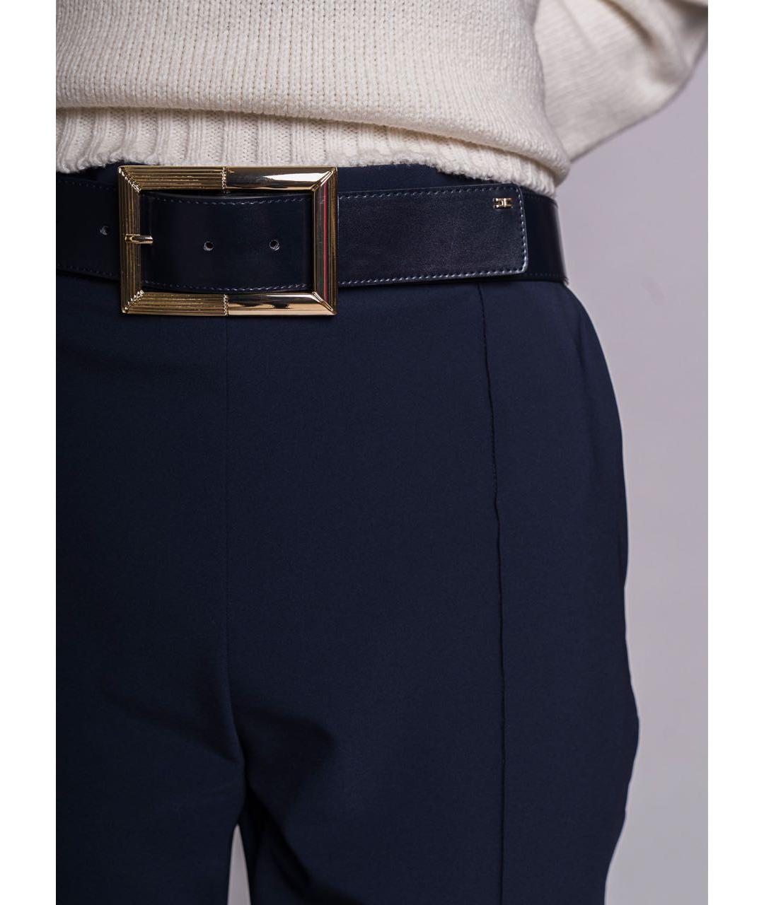 ELISABETTA FRANCHI Темно-синие полиэстеровые брюки узкие, фото 7