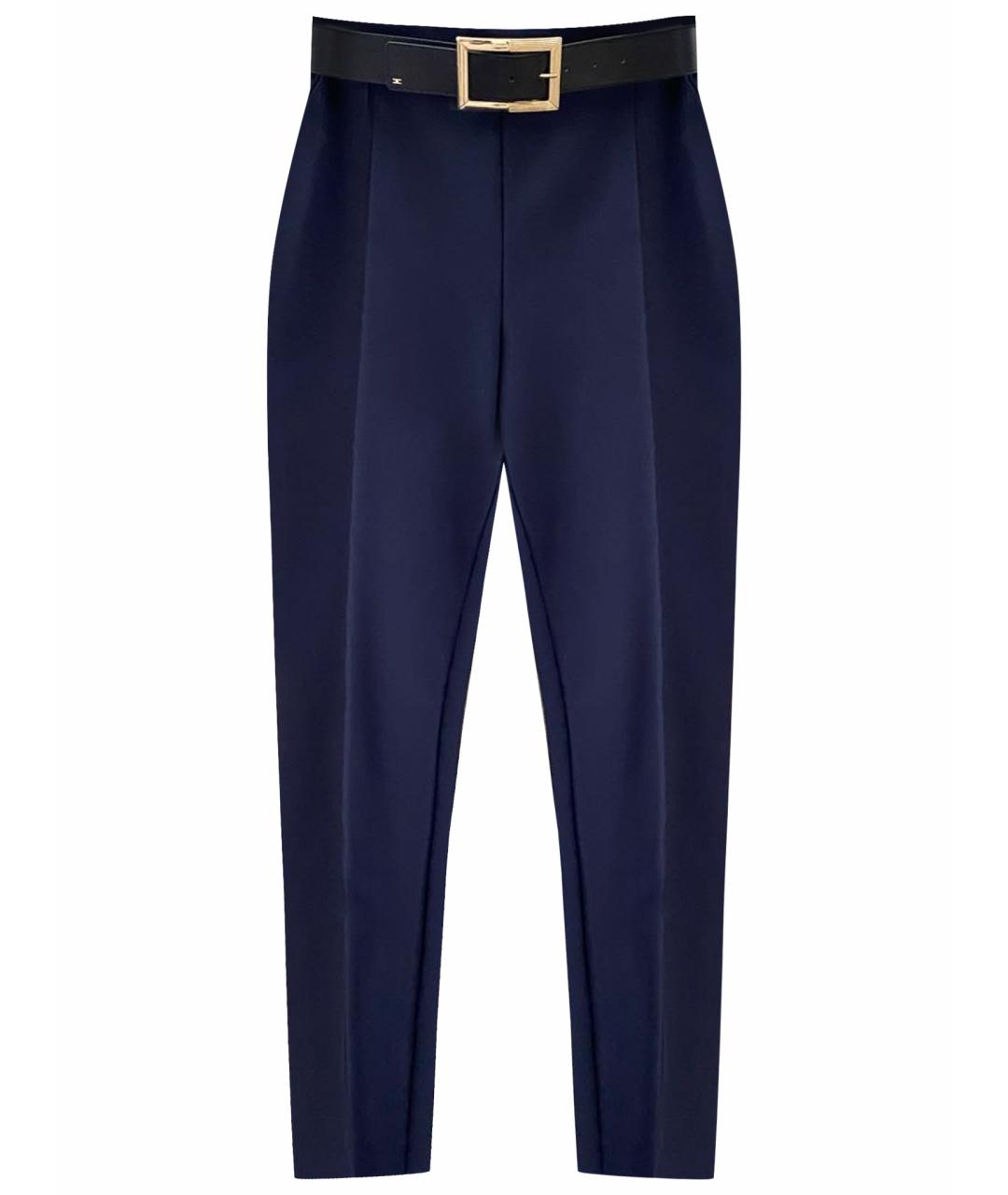 ELISABETTA FRANCHI Темно-синие полиэстеровые брюки узкие, фото 1