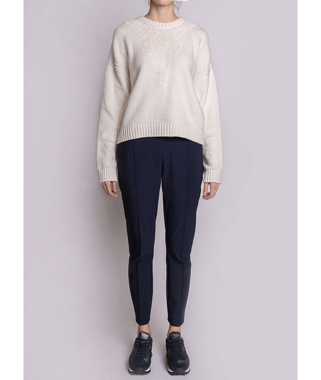 ELISABETTA FRANCHI Темно-синие полиэстеровые брюки узкие, фото 8