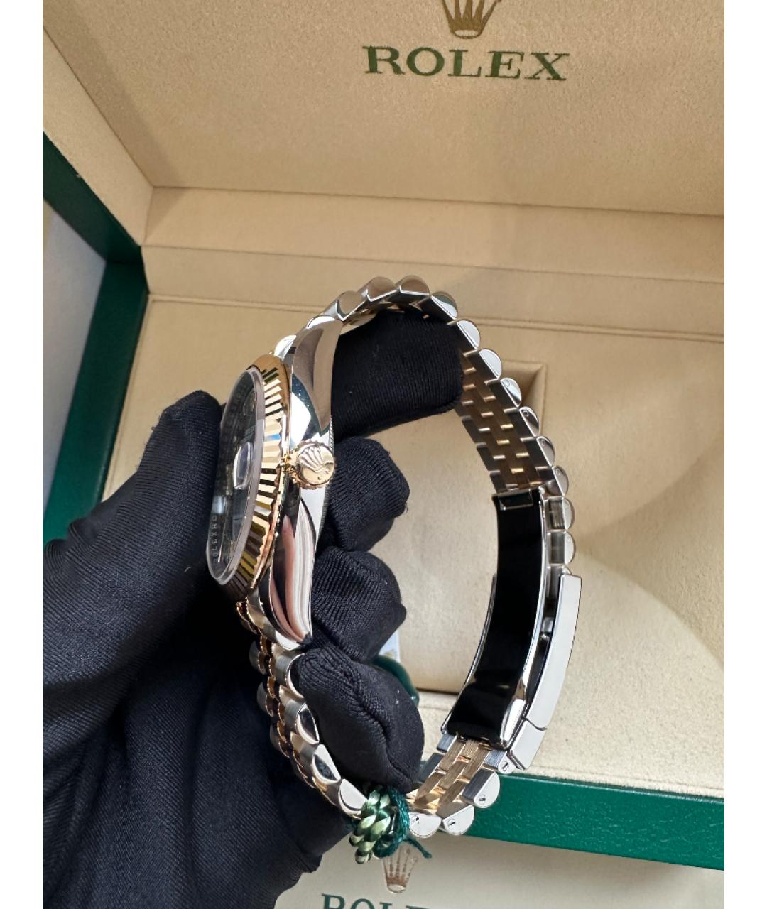 ROLEX Зеленые часы из желтого золота, фото 5