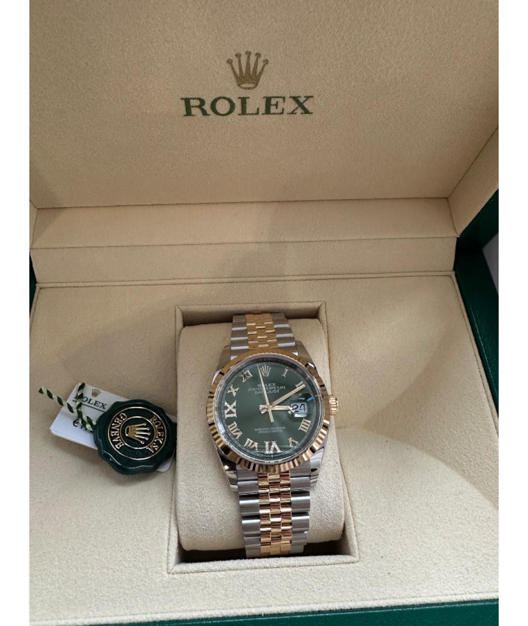 ROLEX Зеленые часы из желтого золота, фото 2
