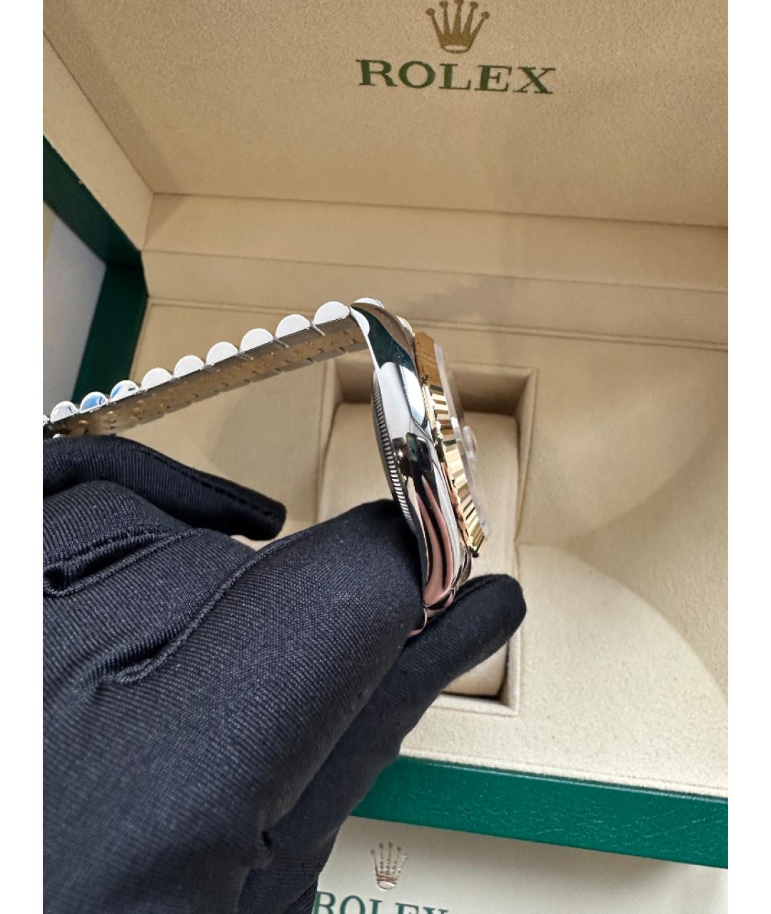 ROLEX Зеленые часы из желтого золота, фото 4