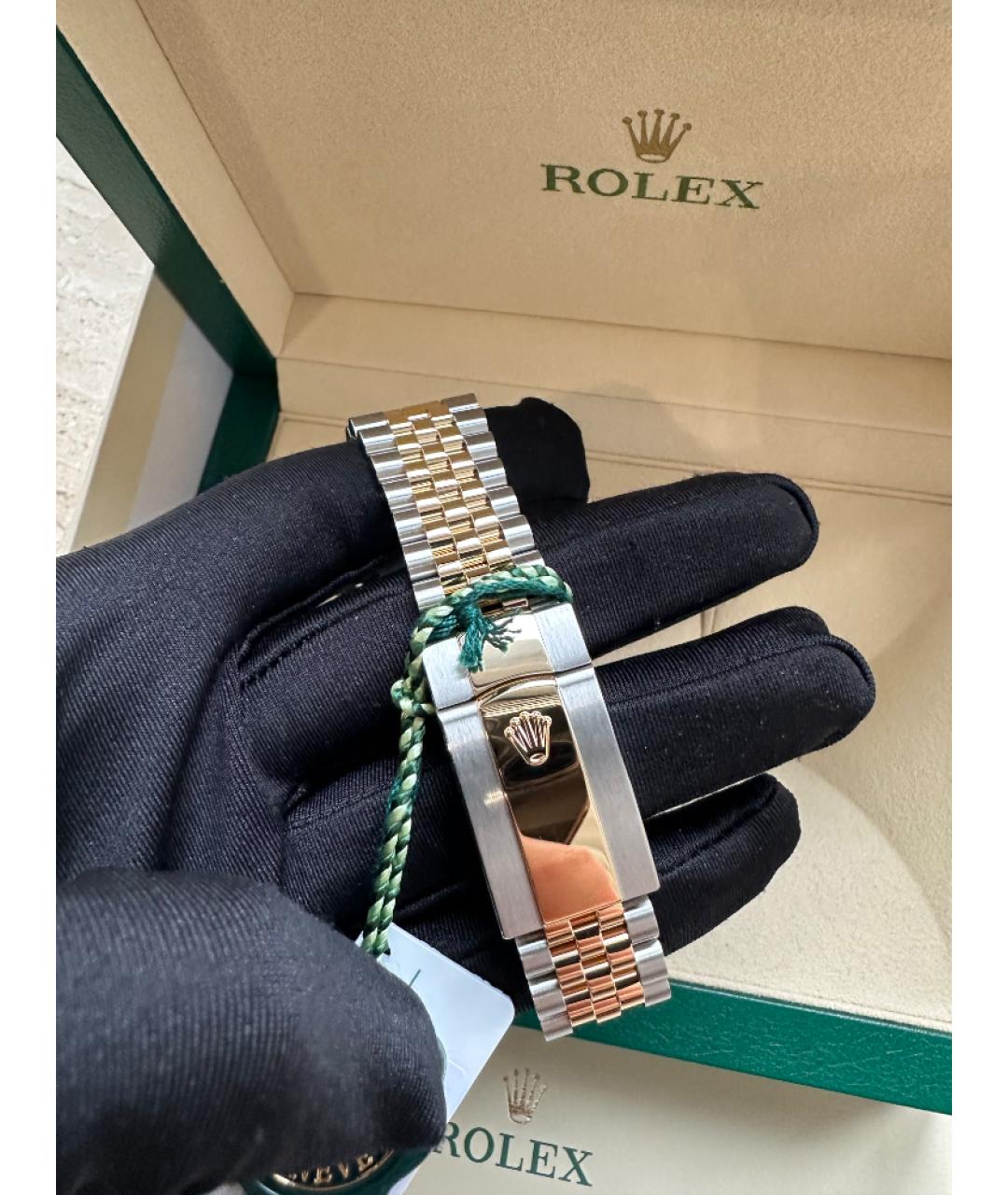 ROLEX Зеленые часы из желтого золота, фото 6